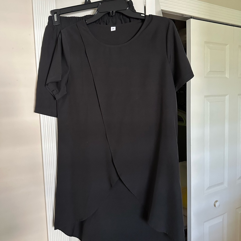 Elegant Black Draped Blouse